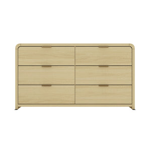 English Elm Grace 60" Dresser Natural Oak — 6-Drawer Modern Solid Wood Look, Metal Glam Handles, TV-Ready B365S00063