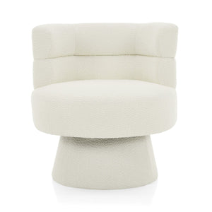 English Elm Christopher Knight Home® - Contemporary Boucle 360° Swivel Barrel Chair with 330lb Capacity, Plush Textured Accent Seat for Living Room Cream White N765P292090W