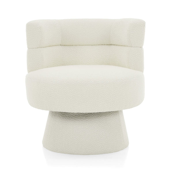 English Elm Christopher Knight Home® - Contemporary Boucle 360° Swivel Barrel Chair with 330lb Capacity, Plush Textured Accent Seat for Living Room Cream White N765P292090W