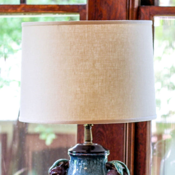 English Elm Slant Retro Drum Linen Lampshade Washer Fitter Warm Beige Glow for Floor Table Lamps B075101375