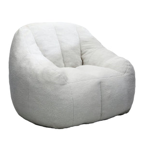 English Elm Bean Bag Chair Oversized Faux Fur Memory Foam Lounge Seat for Dorm or Living Room White W2200P243723