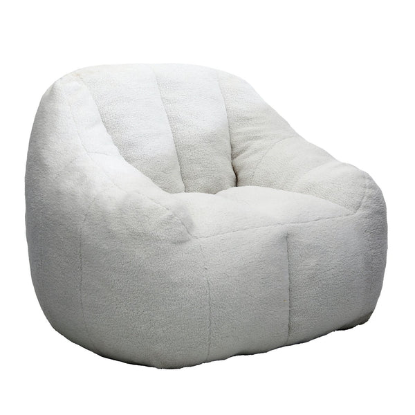 English Elm Bean Bag Chair Oversized Faux Fur Memory Foam Lounge Seat for Dorm or Living Room White W2200P243723