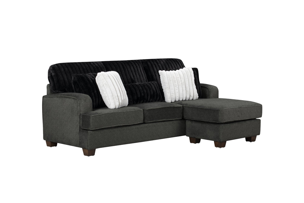 English Elm Modern Reversible Sectional with Corner Block Frame, Plush Foam Cushions, Easy Assembly, 87" x 59" Dark Gray 87.8 L x 36.22 W x 30 H B011P293572