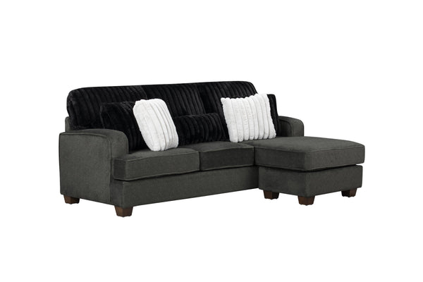 English Elm Modern Reversible Sectional with Corner Block Frame, Plush Foam Cushions, Easy Assembly, 87" x 59" Dark Gray 87.8 L x 36.22 W x 30 H B011P293572