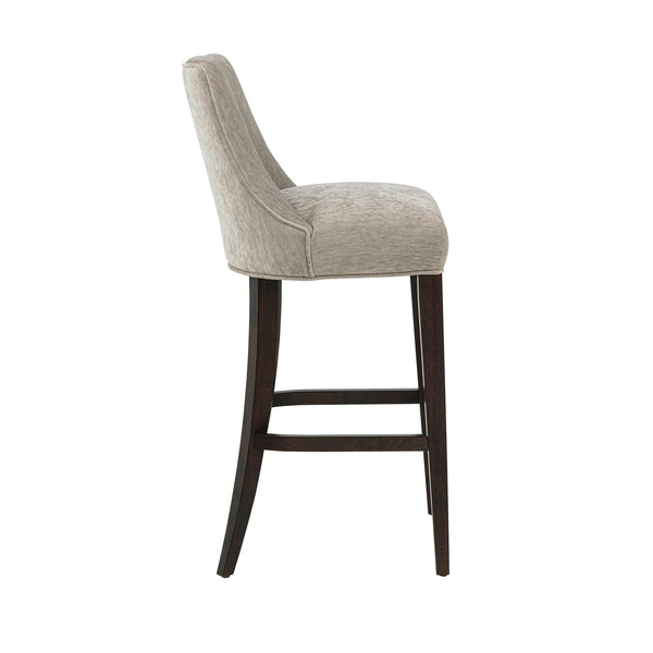 English Elm Beever Elegant Taupe Chenille Upholstered Barstool With Rubberwood Frame & Gold Accents For Comfort B365P397993