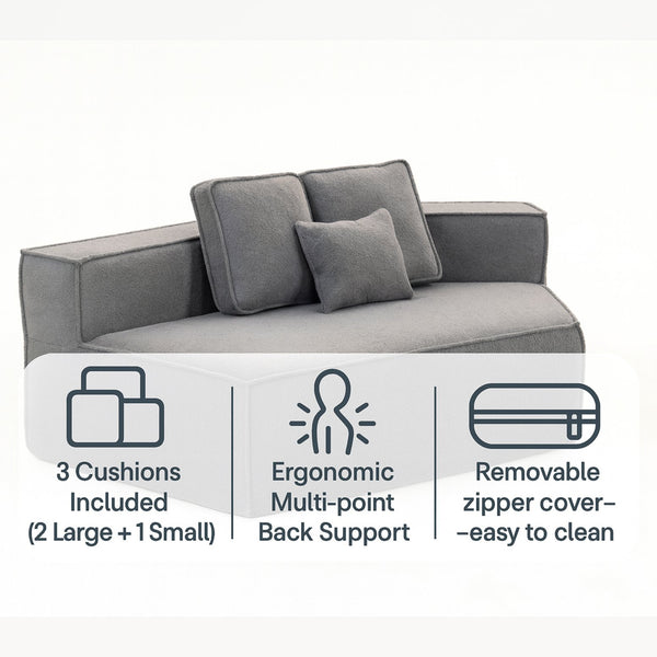 English Elm 132"oversized Teddy Velvet Modular Sectional Plush Foam Couch for Large Living Rooms W3326S00038