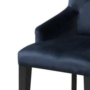 English Elm Dark Navy Velvet Parson Arm Chair with Tufted Back & Sloped Arms, Black Finish, Luxe Comfort B062P182763