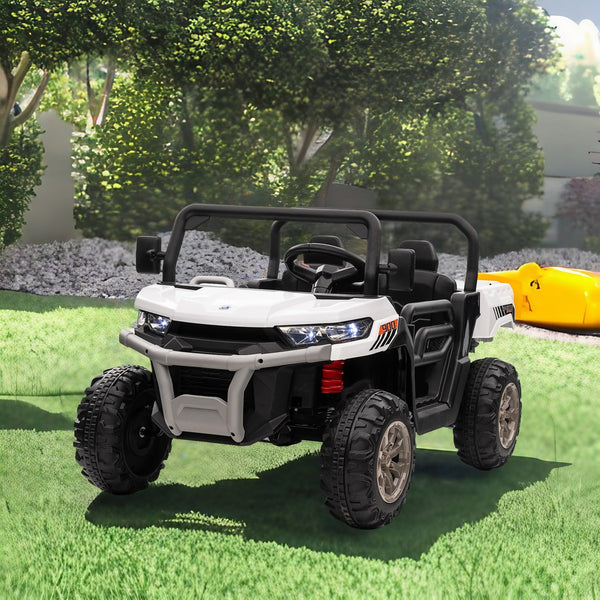English Elm 24v Kids Ride on Dump Truck Two Seat Electric Utv with Tilting Bed and Remote Control White W1578P188522