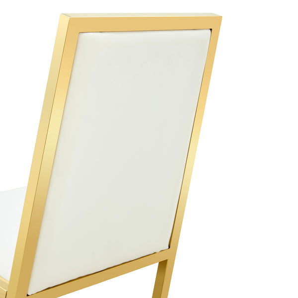 English Elm 2-pack Black Pu Leather Dining Chairs with Angled Silver Metal Legs Modern Set White+Gold W1151P301843