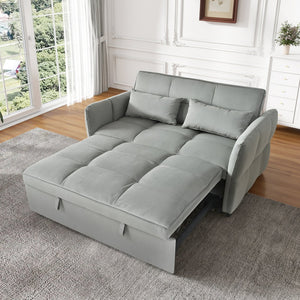 English Elm 3-in-1 Convertible Pull Out Sofa Bed Velvet Upholstered Recliner for Small Spaces Dark Gray W2941P370574