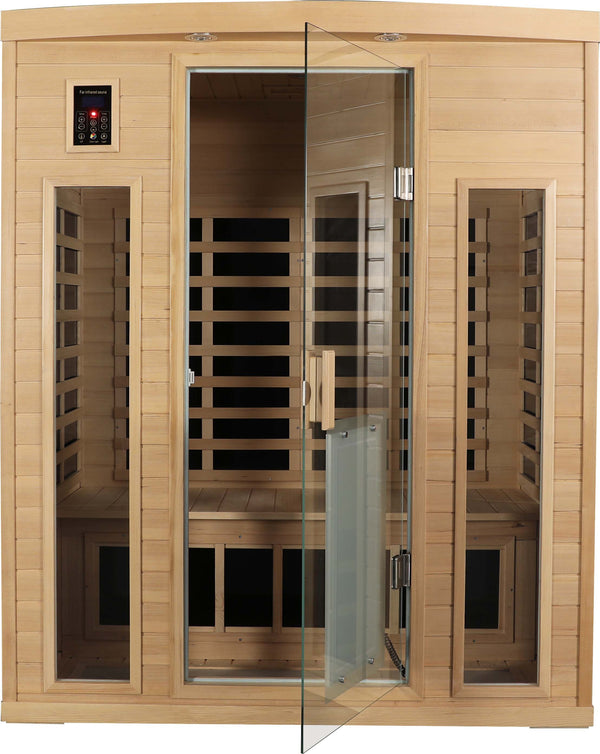 English Elm Low Emf Three-Person Far Infrared Sauna Room With Bluetooth Audio, Led Lighting & Custom Controls W1149P369613