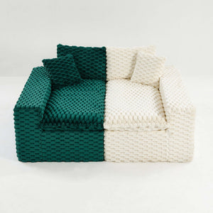 English Elm Luxury Color-Block Turtle Velvet Sofa - Modular Design For Stylish Living Room Comfort & Flexibility P2 W3371S00046-GIGA