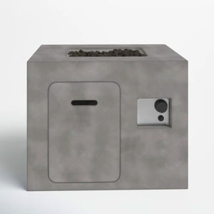 English Elm 24'' Fiber-Reinforced Concrete Outdoor Fire Pit with Hidden Tank Door, 40,000 BTU, Year-Round Use B120P198794