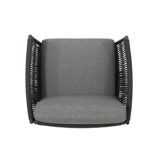 English Elm Christopher Knight Home® - HANFORD Woven Rope Club Chair in Grey — Durable Outdoor/Indoor Accent Seat with Compact 28.5x27.5x18.5" 65989.00GRY