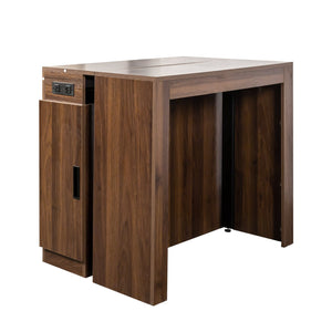 English Elm Modern Extendable Dining Table with Built-In Outlet, USB Ports & Storage, Space-Saving Console to 118" Walnut W331S00191