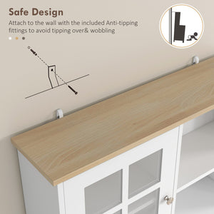English Elm Homcom 72" Freestanding Kitchen Pantry Cabinet With Hutch, Adjustable Shelves & Elegant Design W2225P217930