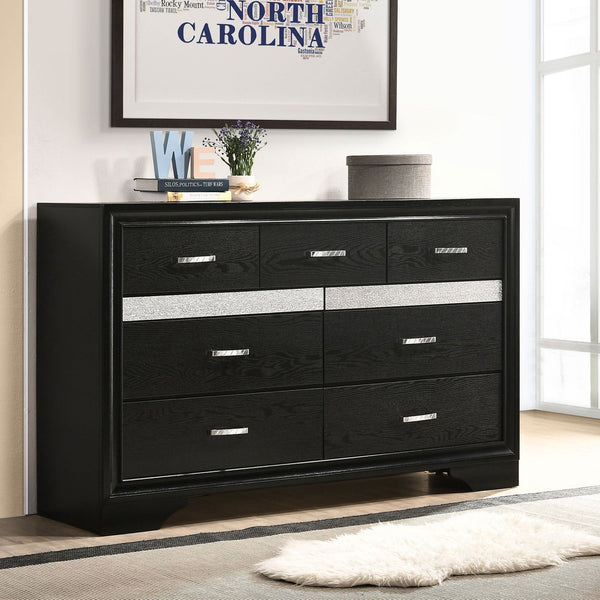 English Elm Annie 9-Drawer Dresser With Crystal-Like Fronts & Soft Wood-Grain Finish For Glamorous Bedrooms B062P378344