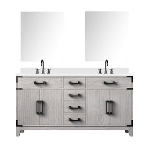 English Elm White Oak Double Bath Vanity With Cultured Marble Top, Chrome Faucet Set & Stylish Mirrors Included B2731S01856-GIGA