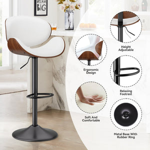 English Elm Swivel Adjustable Height Bar Stools - Modern Pu Leather, 360° Swivel, Comfortable & Durable Design T3950P394489-GIGA