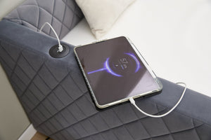 English Elm Grey velvet daybed with diamond-grid pull-out trundle, modern velvet finish, sturdy wooden frame for guest-ready style W1361S00032