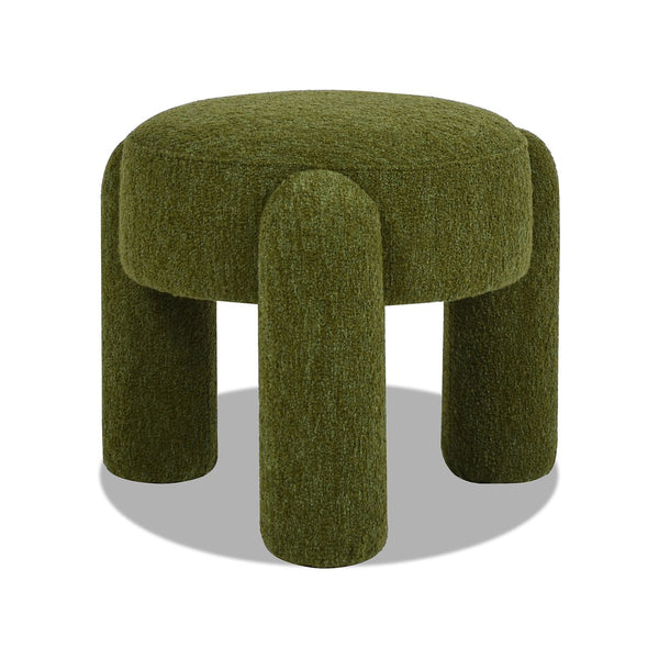 English Elm Hugo Round Boucle Ottoman Sculptural Three Leg Accent Seat for Living Room B2719P238444
