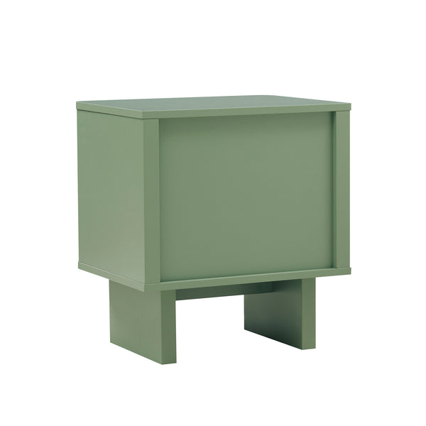 English Elm Ella Modern 20" Nightstand with Sled Legs, Open Shelf & Handle-Free Drawer — Sleek Safe Design Sage Green B365P398161