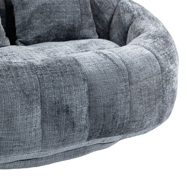 English Elm Bean Bean Bag Sofa High-Density Memory Foam Two-Seater Lounger High Back Chenille Cozy Support Gray W395P181439