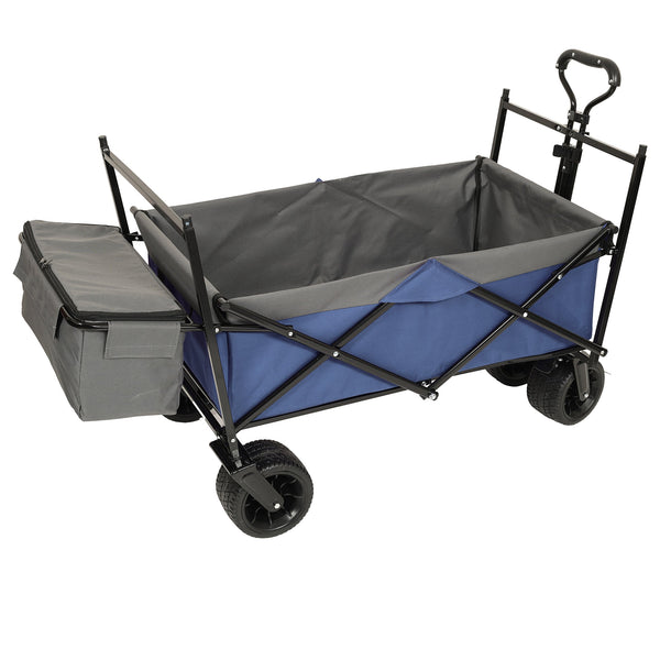 English Elm 480lbs Folding Utility Wagon with Canopy All-terrain Wheels Steel Frame Outdoor Hauler W2932P326773