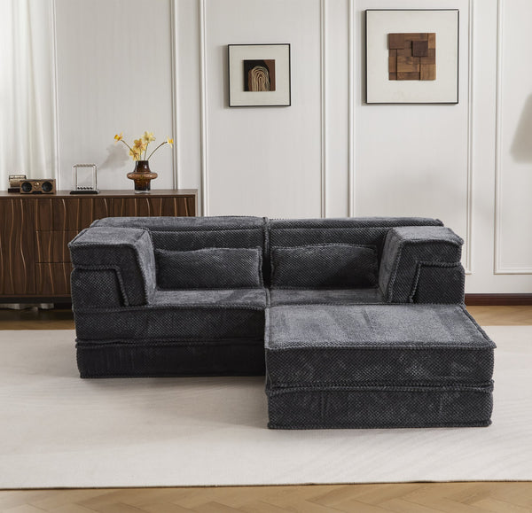 English Elm Compression Modular Sofa Bed - Cozy Convertible Design In Plush Fleece, No Assembly, Perfect For Small Spaces W3723S00029