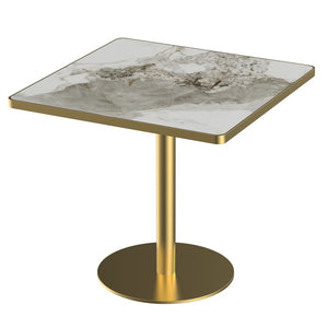 English Elm Square Modern Dining Table – 31.5" Bistro Table With Luxe Faux Marble Top & Sturdy Metal Frame W3316P375692-GIGA