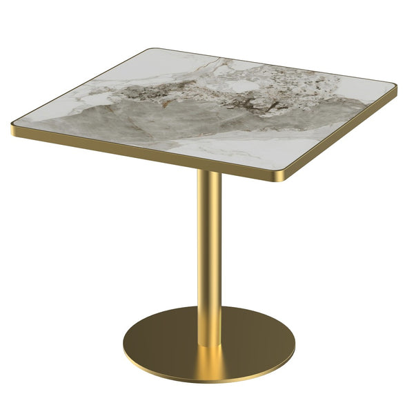 English Elm Square Modern Dining Table – 31.5" Bistro Table With Luxe Faux Marble Top & Sturdy Metal Frame W3316P375692-GIGA