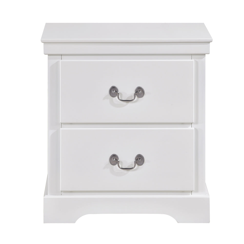 English Elm 1pc Seabright White Nightstand with 2 Drawers, Satin Nickel Handles, Classic Transitional Bedroom Accent B011P286897