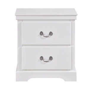 English Elm 1pc Seabright White Nightstand with 2 Drawers, Satin Nickel Handles, Classic Transitional Bedroom Accent B011P286897