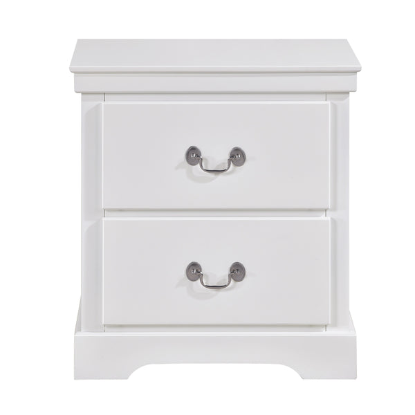 English Elm 1pc Seabright White Nightstand with 2 Drawers, Satin Nickel Handles, Classic Transitional Bedroom Accent B011P286897