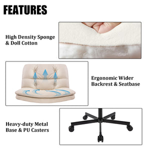 English Elm UPGRADE! Beige Leather 360° Swivel Office Chair with 6.3" Memory Foam Cushion, Tilt, Wheels, XL W1403P155225