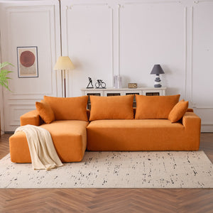 English Elm 108*68 Inch Extra-Deep Modular Sofa - Cozy Chenille Lounge For 4, No Assembly, Vibrant Orange Style W1829S00051