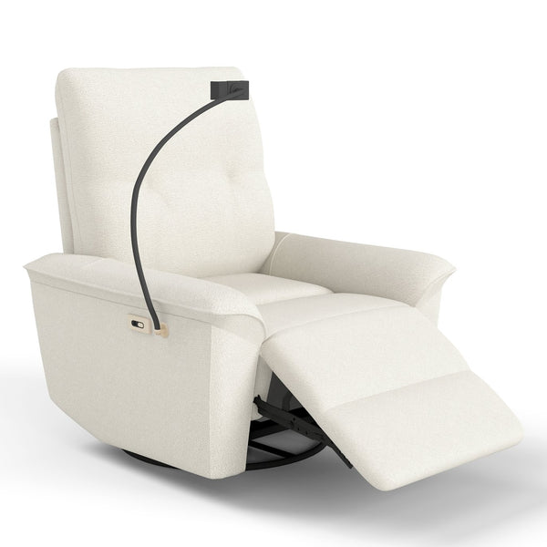 English Elm 270° Swivel Power Recliner Velvet Glider Rocker with Usb Ports for Living Room Beige W1028S00058