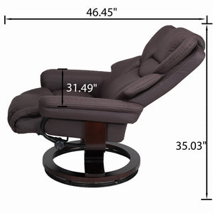 English Elm Swivel Faux Leather Manual Recliner with Ottoman Ergonomic Lounge Chair for Living Room W1622P460963