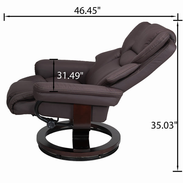 English Elm Swivel Faux Leather Manual Recliner with Ottoman Ergonomic Lounge Chair for Living Room W1622P460963