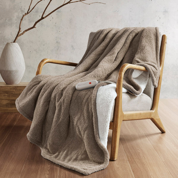 Sharper Image Amira Casual Dream Soft Heated Throw SI54-0066 Brown