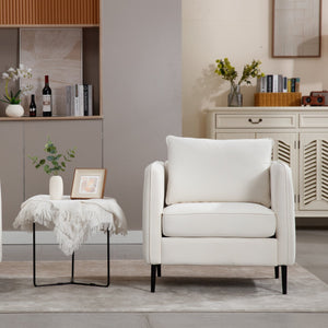 English Elm Accent Velvet Armchair Mid-century Modern Plush Seat with Metal Legs for Any Room W3244P327103
