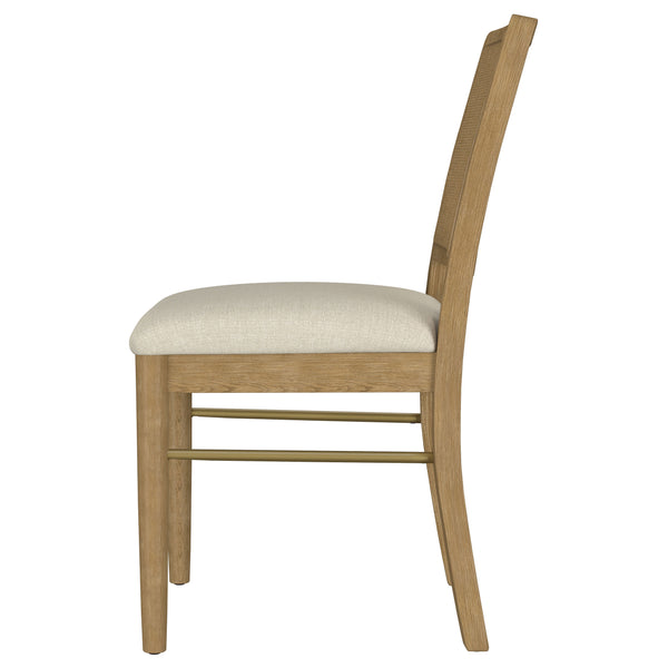 English Elm Benson Sand Wash Cane Dining Side Chairs Set of 2 — Handwoven Cane Backs, Beige Linen Seats, Cream Finish B062P374114