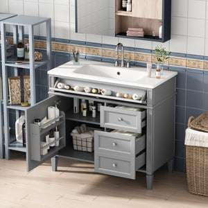 English Elm 36'' Modern Bathroom Vanity With Durable Sink, 2 Drawers & Tip-Out Tray For Stylish Storage Solutions N710S136004E