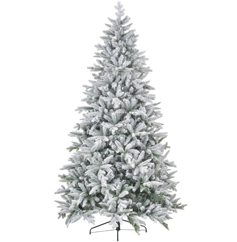 English Elm Christmas Flocked Artificial Tree 7.5 Ft Nordic Pine with 1218 Tips Steel Base T3971P415450