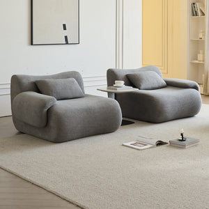 English Elm Sofa Memory Foam 2-Seater Compression Couch with Deep Seat, No Assembly, Sherpa Fabric Comfort Light Gray W3622P346253