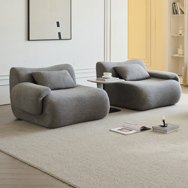 English Elm Sofa Memory Foam 2-Seater Compression Couch with Deep Seat, No Assembly, Sherpa Fabric Comfort Light Gray W3622P346253