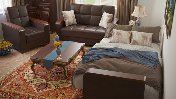 English Elm Primenest Zenaero Convertible Sofabed With Wood Trim & Storage - Stylish Comfort For Small Spaces B030P286542-GIGA