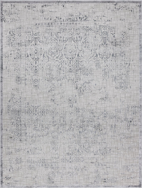 Unique Loom Aberdeen Stanhope Machine Made Border Rug Gray, Beige/Ivory 9' 0" x 12' 2"