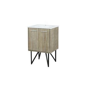 English Elm Rustic Acacia Wood Bath Vanity With White Quartz Top, 24" W X 20" D, Soft-Close Doors & Storage Options B2731P259588-GIGA