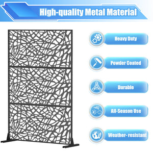 English Elm Metal Freestanding Privacy Screen Black 71" Tall — Decorative Outdoor Indoor Mesh Panel Divider, Sturdy Anchors, Easy Install W1859P215052